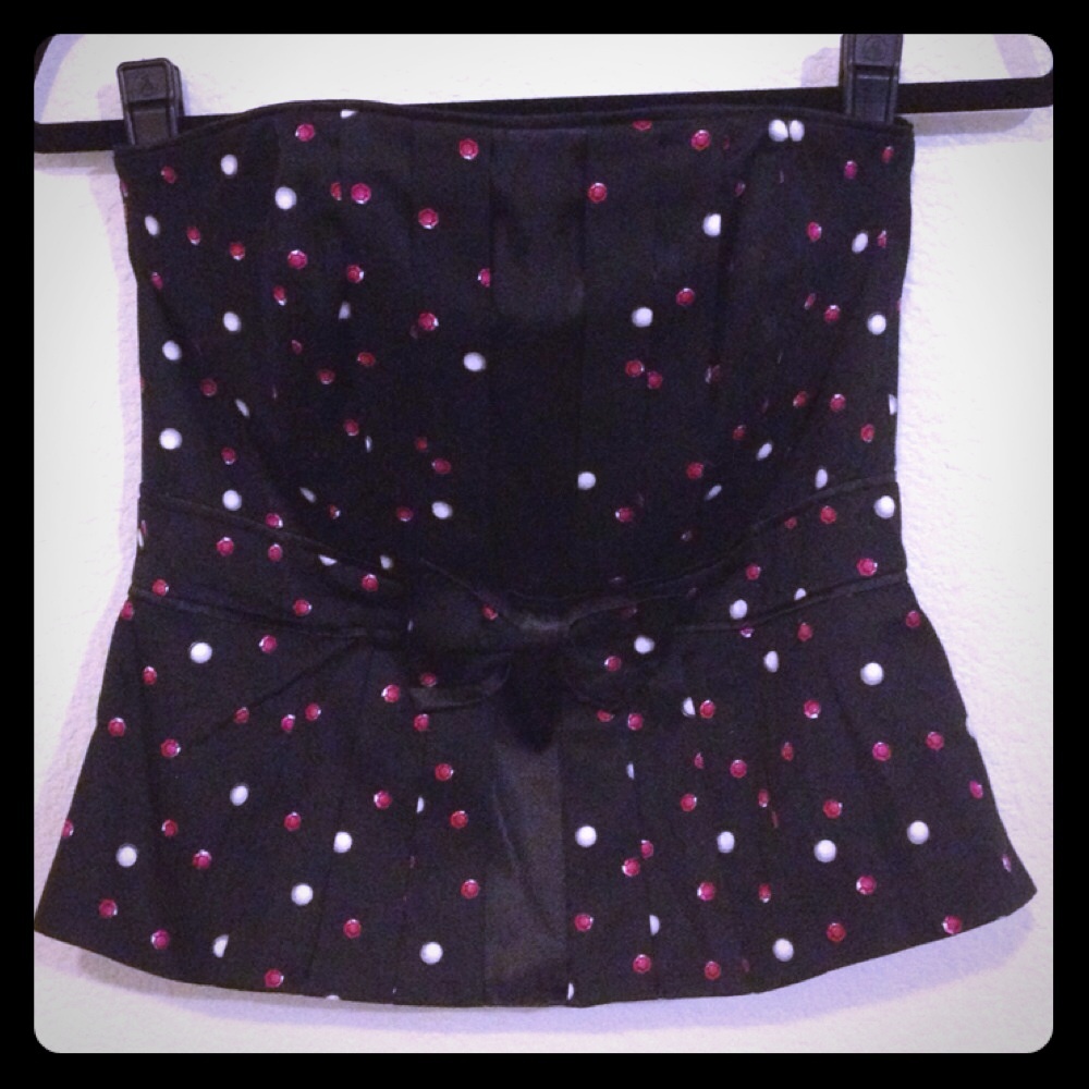 White House Black Market Bejeweled Pattern Bow Bustier